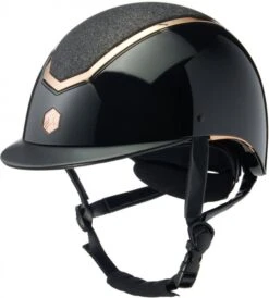 EQX Kylo Sparkly Riding Hat - Black Glossy/Rose Gold