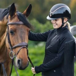 EQX Kylo Sparkly Riding Hat - Black Glossy/Rose Gold -Equestrian Supplies 17738c