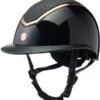 EQX Kylo Sparkly Wide Peak Riding Hat - Black Glossy/Rose Gold